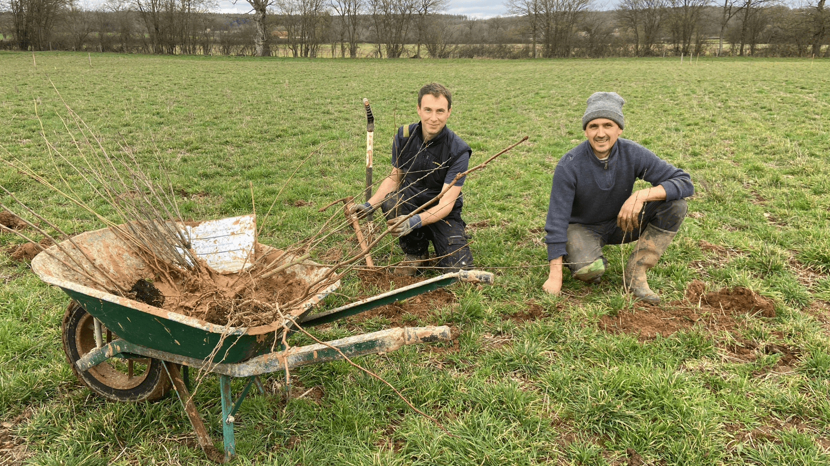 Romary et Franck pendant la plantation